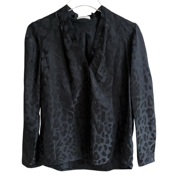 Babaton Black Leopard Power Blouse Silk Viscose Small - Picture 7 of 13